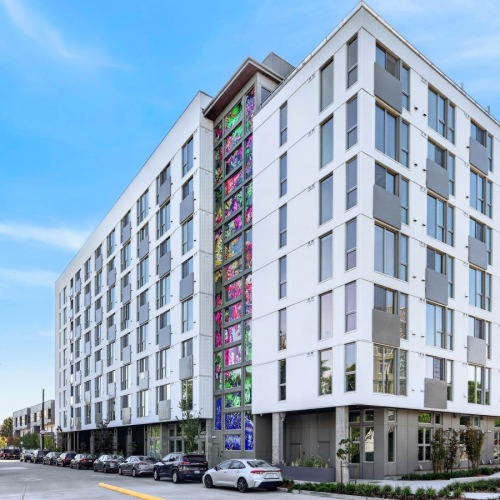 Exterior of modern apartment building