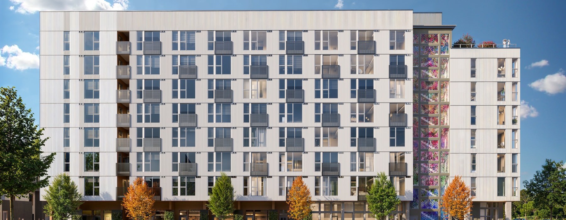 an apartment building with windows