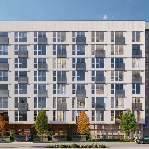 an apartment building with windows
